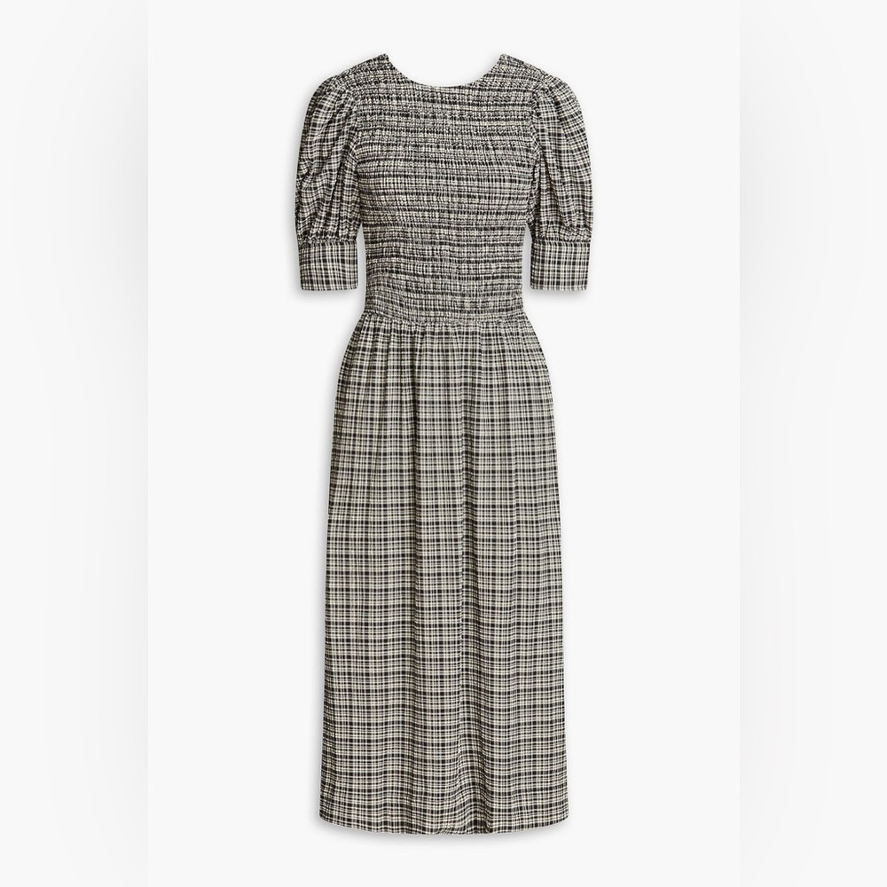 NWOT Ganni Black and White Checkered Long Sleeve Dress